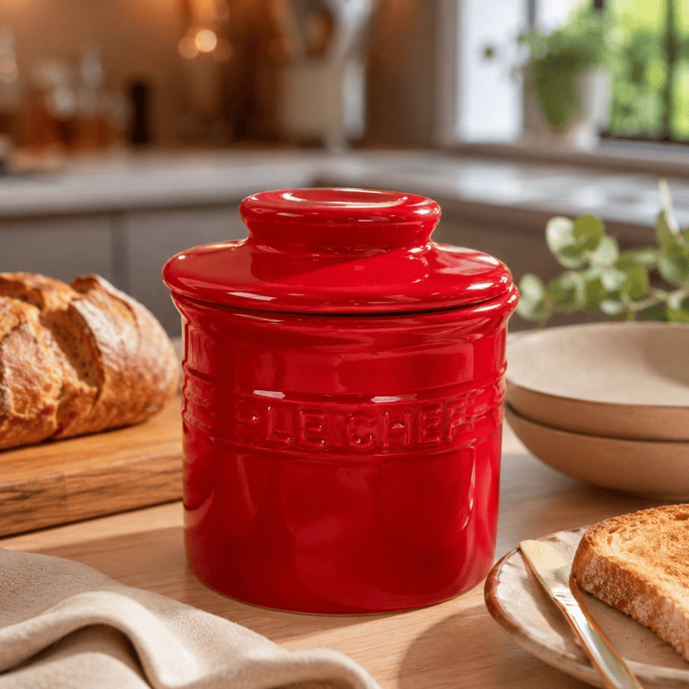 Manteigueira Francesa de Cerâmica Hauskraft Premium Le Chef  Vermelha