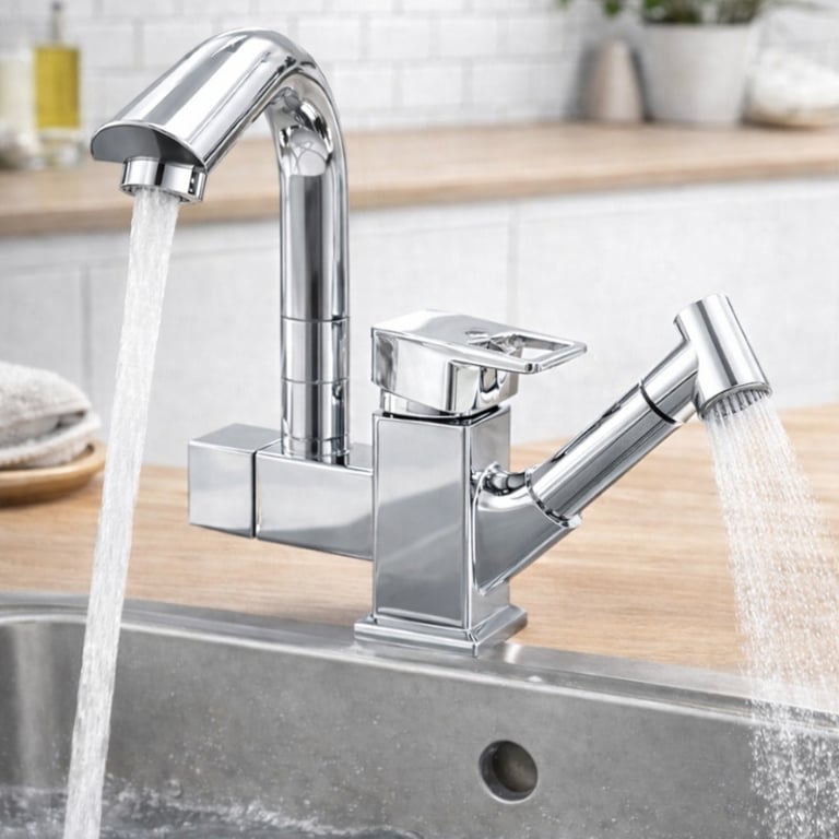 Torneira Prata Monocomando com Ducha