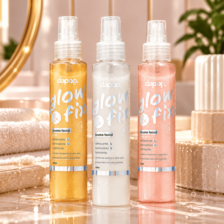 Bruma Facial Glow & Fix Refresca, Ilumina e Hidrata Dapop 120ml