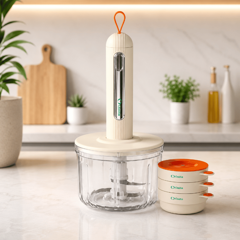 Mini Processador De Alimentos Portátil Lâminas Em Aço Inox 