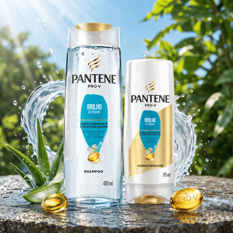 Kit Shampoo 400ml e Condicionador 175ml Pantene Brilho Extremo