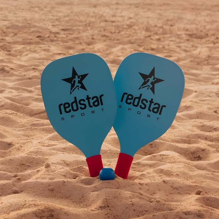 Kit Frescobol Redstar Com Raquetes Madeira E Bolinha