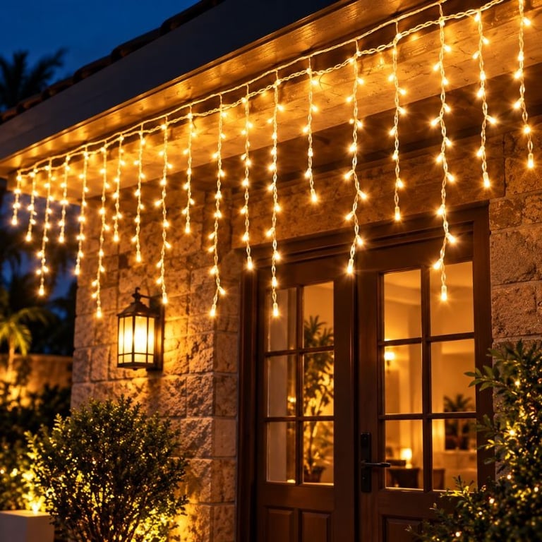 Cascata LED Pisca-Pisca 10 Metros Branco Quente 220V Decoração Natalina
