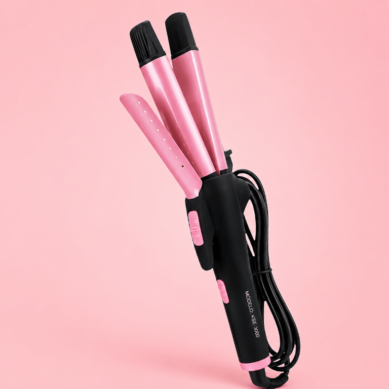 Modelador de Cabelo 2 em 1 Bivolt Chapinha e Cacheador com Placas Cerâmicas e Aquecimento Rápido