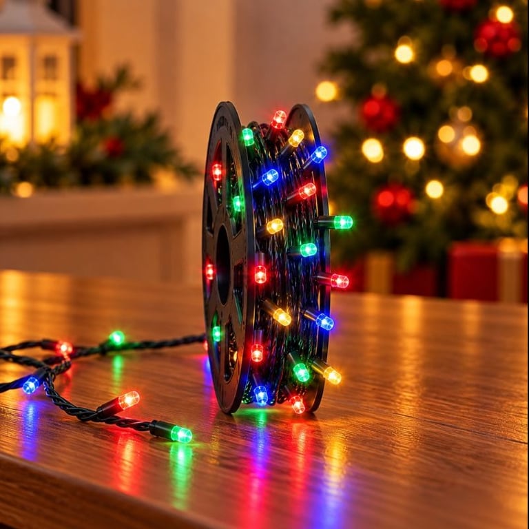 Pisca-Pisca LED Colorido 9 Metros 100 LEDs V8 Luz do Carretel Decoração Natalina 220V 