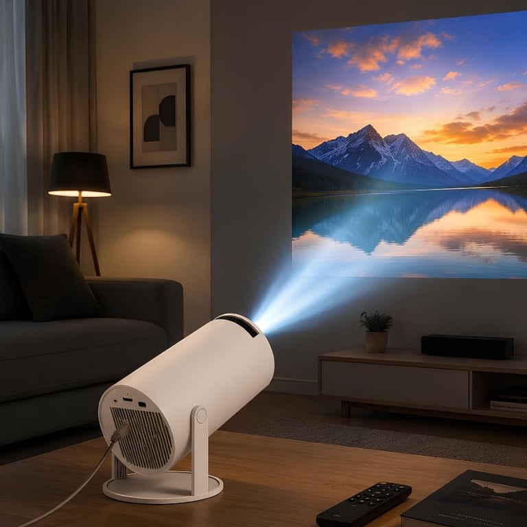 Projetor Portátil Smart Wifi Bluetooth Resolução 4K Gira 180° Projeção até 130 Polegadas