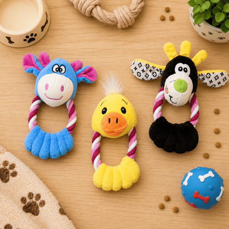 Brinquedo De Pelúcia Animais Com Corda Para Cães