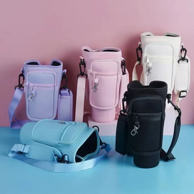 Bolsa Porta Garrafa Squeeze para Copo Térmico Com Alça Ajustável
