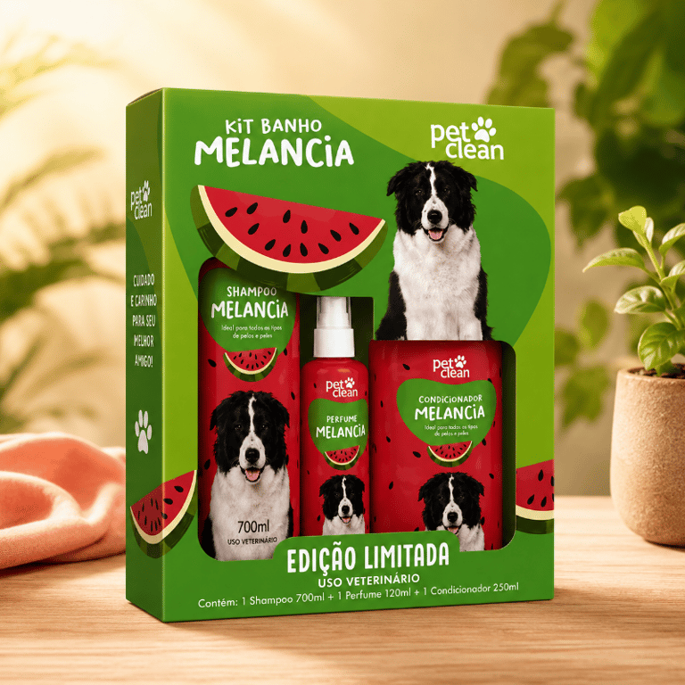 Kit Banho Melancia Para Cães Shampoo Condicionador E Perfume