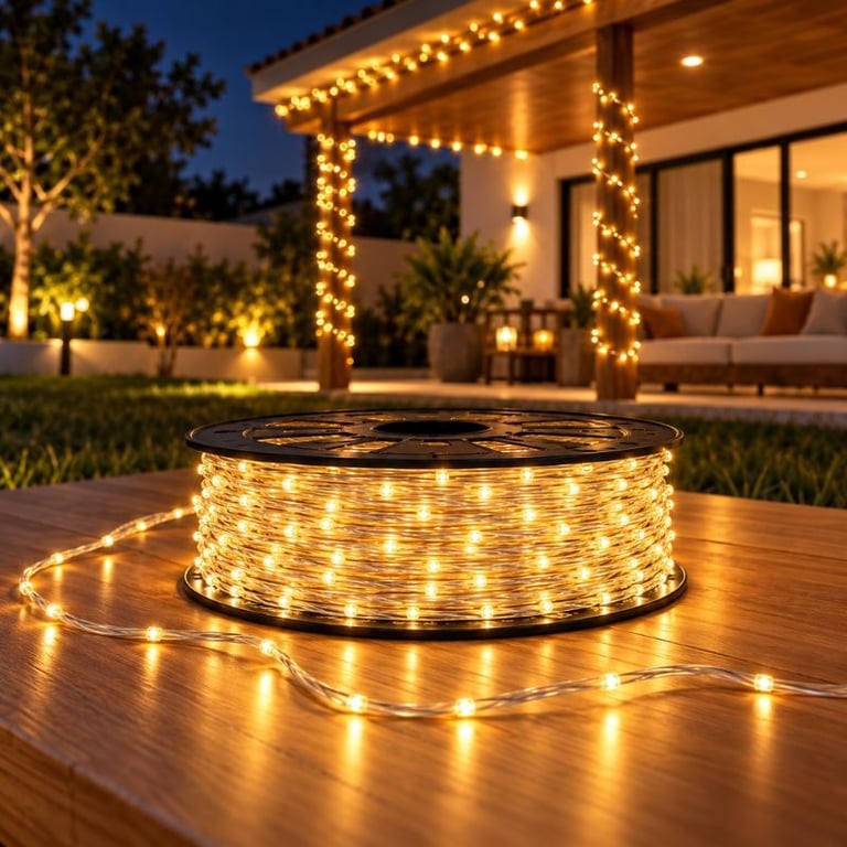 Pisca Pisca Luz de Carretel 50M 240L  Branco Quente Energia Solar