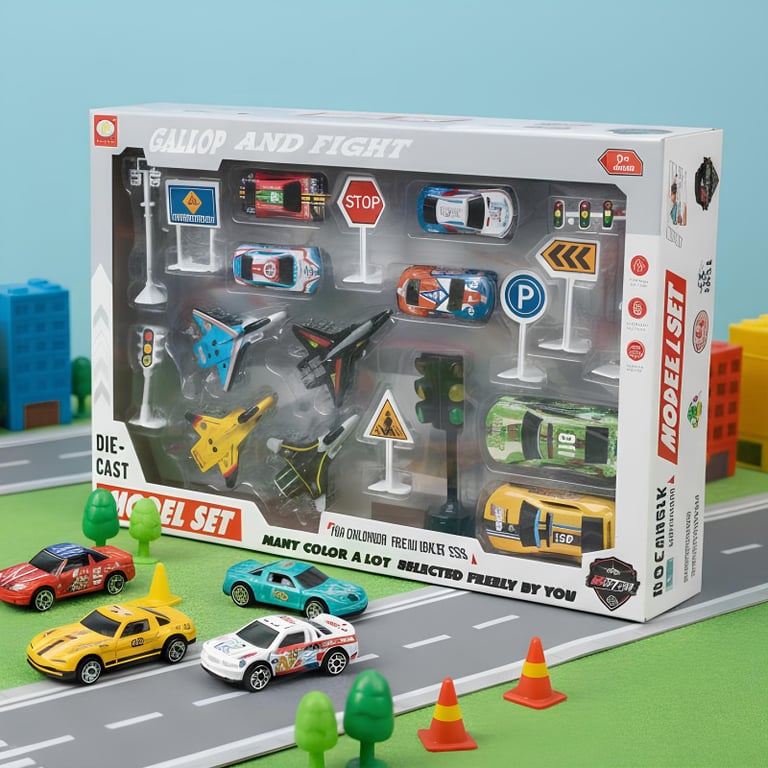 Kit Carrinhos E Aviões Die Cast Gallop And Fight 18 Peças Com Acessórios