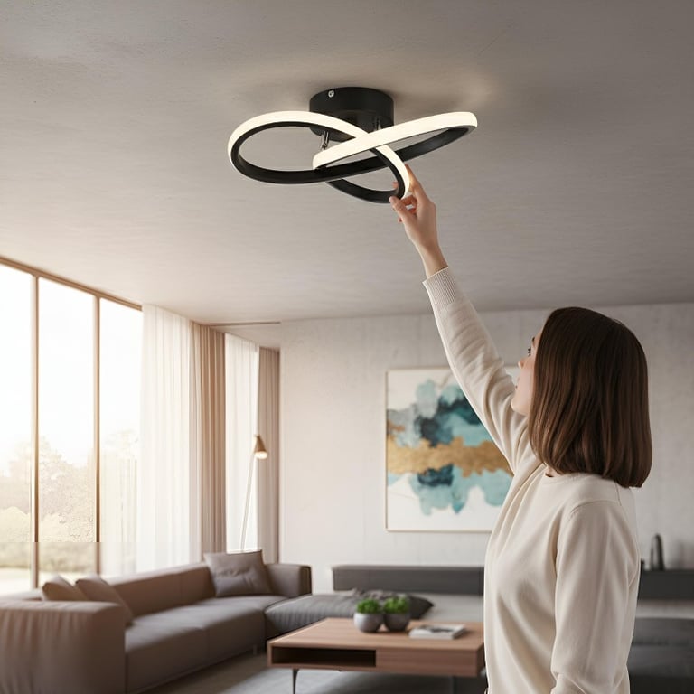 Plafon Led Moderna Luminária De Teto Sobrepor Infinito Crevo Preto