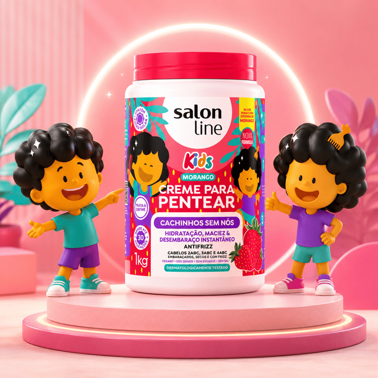 Creme Para Pentear Cachinhos Sem Nós Kids Morango Salon Line 1kg