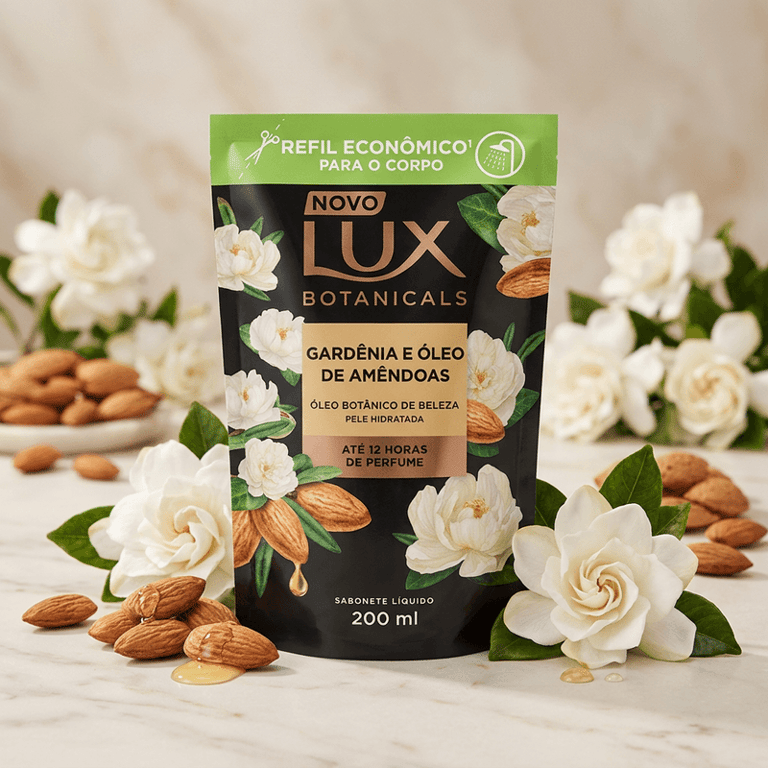 Sabonete Líquido Corporal Gardênia e Óleo De Amêndoas Lux Refil 200ml