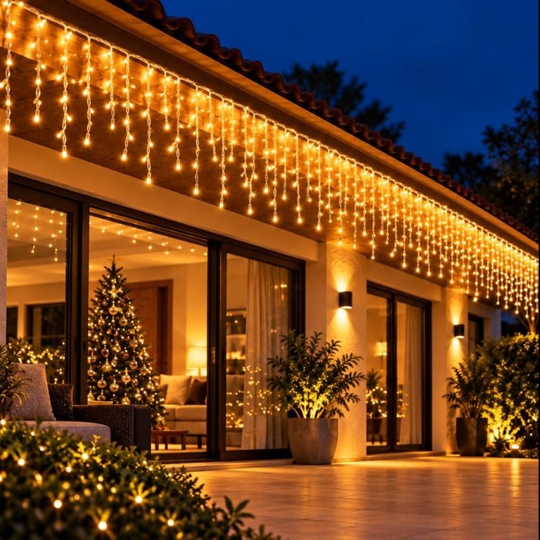 Cascata Led Pisca-Pisca Branco Quente 20 Metros 800L 220V