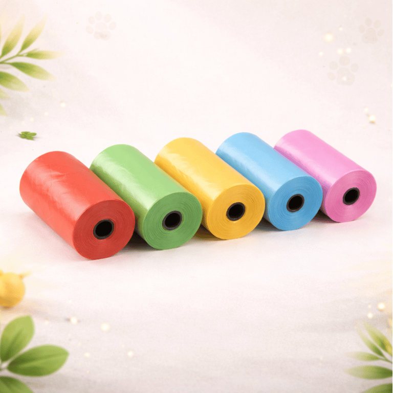 Kit 5 Rolos Sacos Higiênicos Coloridos Para Pet
