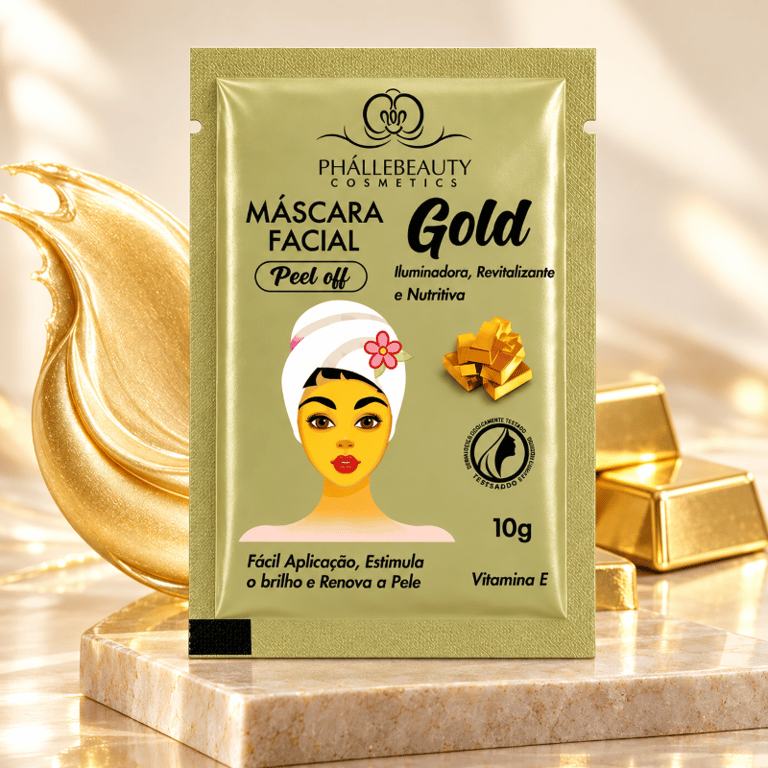 Máscara Facial Peel Off Gold Sachê Phállebeauty 10g