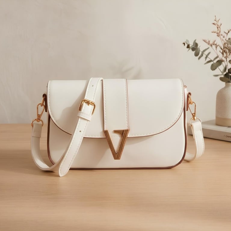 Bolsa de Ombro Estruturada com Fecho Metálico Elegante