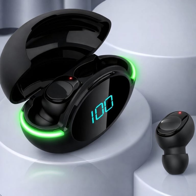 Fone De Ouvido Bluetooth 5.3 TWS Sem Fio Com Estojo Carregador Display Digital Bateria Recarregável Para Música Jogos Chamadas Celular E Uso Diário