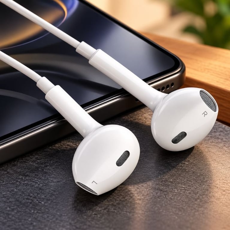 Fone de Ouvido com Fio Intra-Auricular Estilo Earbuds Branco