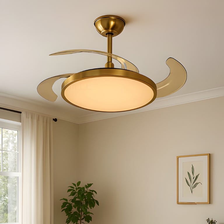 Ventilador de Teto Retrátil Dourado