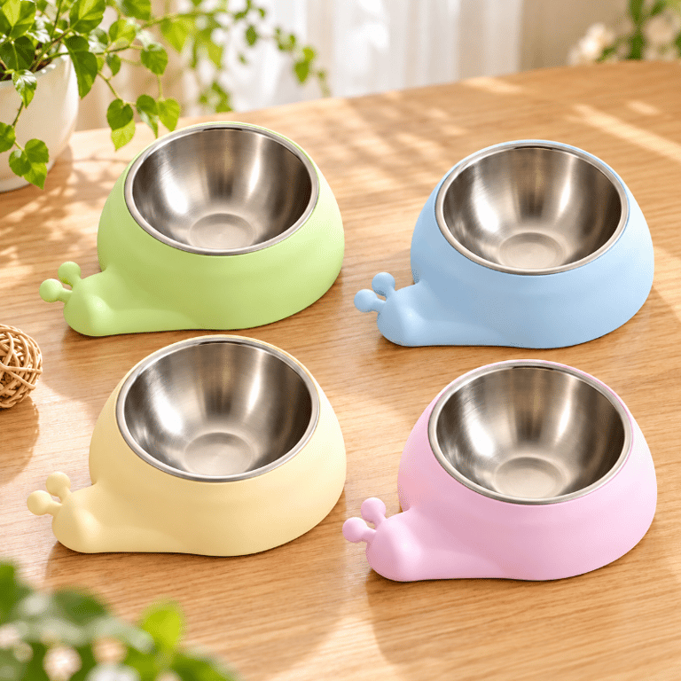 Comedouro Caracol Inox Para Pet Com Base Antiderrapante