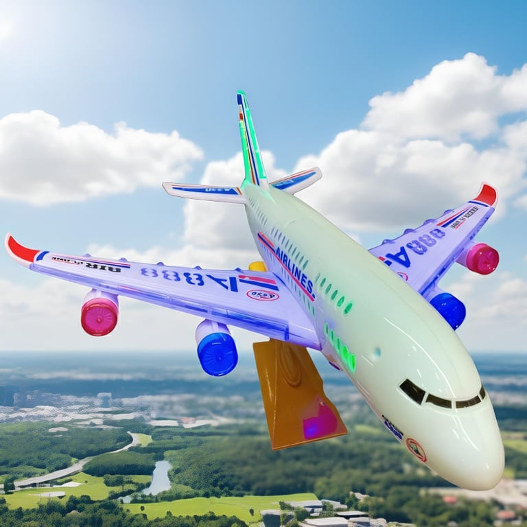 Avião De Brinquedo A Pilha Com Luzes Som E Movimento