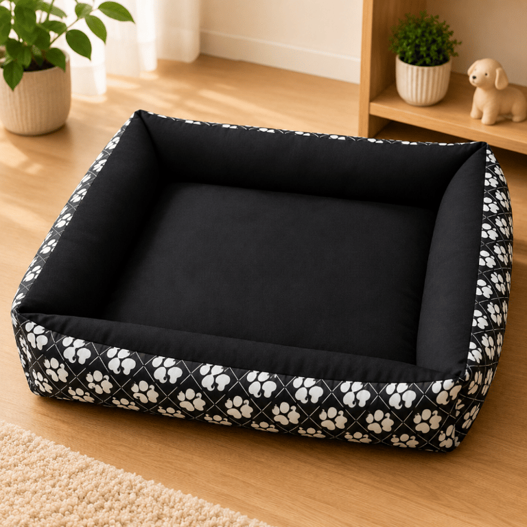 Cama Pet Quadrada Acolchoada Tamanho M Para Cães E Gatos