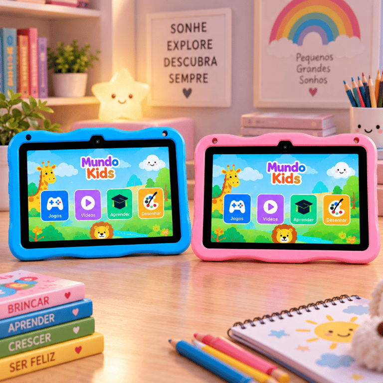 Tablet Infantil Com Capa Protetora Reforçada Suporte Integrado E Design Lúdico Para Crianças