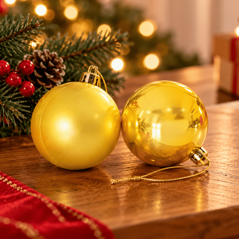 Kit 9 Bolas de Natal Douradas 6 cm com Acabamentos Mistos Enfeites para Decoração Natalina