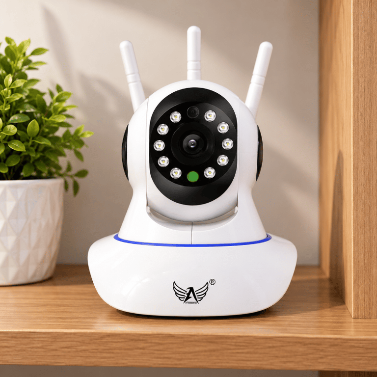 Câmera de Segurança IP WiFi HD com 3 Antenas Áudio Bidirecional Visão Noturna 