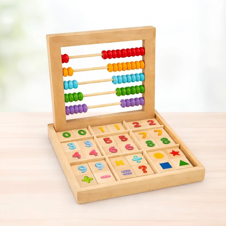 Brinquedo Educativo Ábaco De Madeira Com Blocos Numéricos