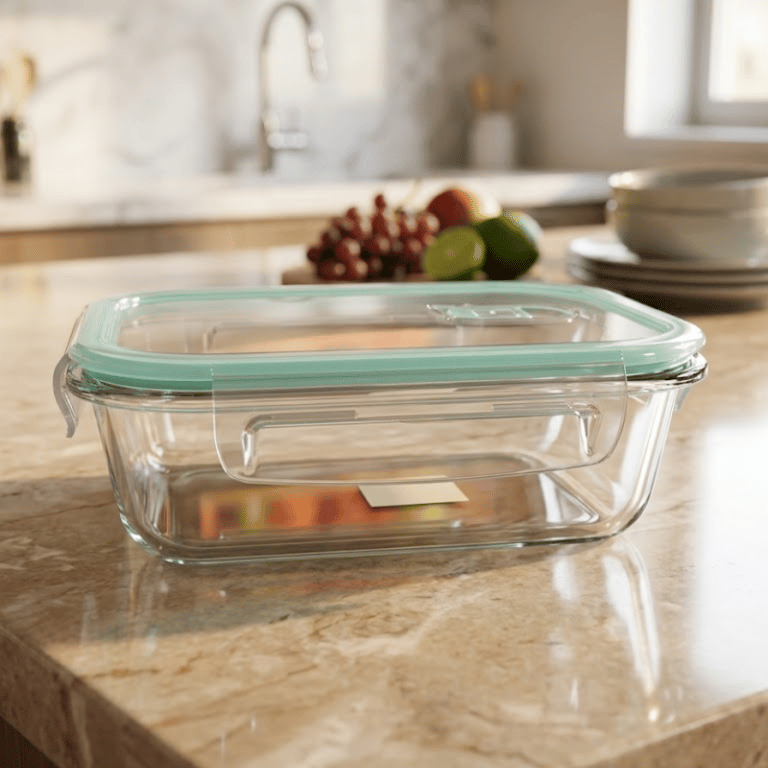 Pote De Vidro Transparente Com Tampa Hermética De Plástico