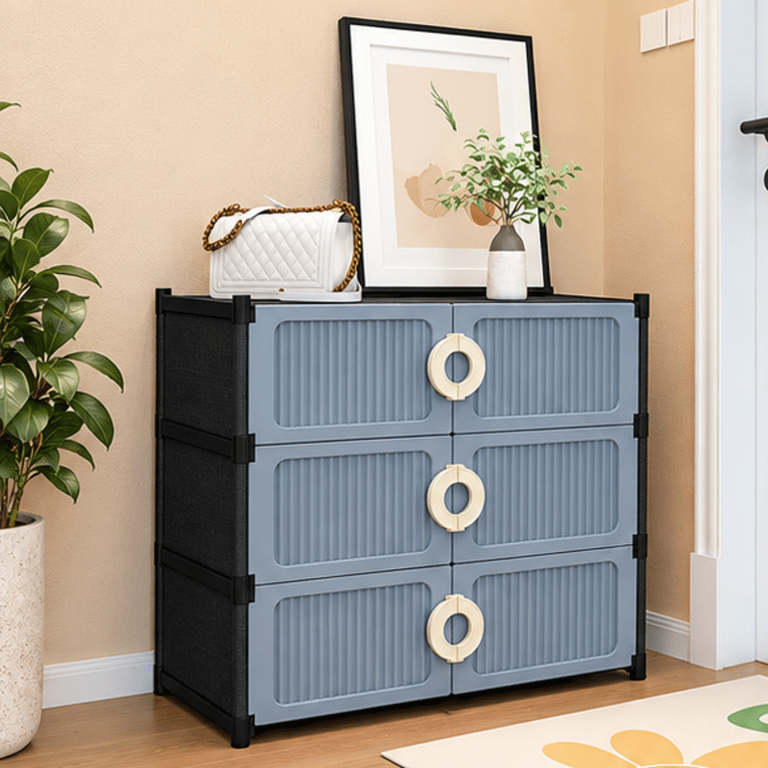 Sapateira Organizadora Modular Com 6 Portas E Puxadores 3 Andares 63x32x51cm
