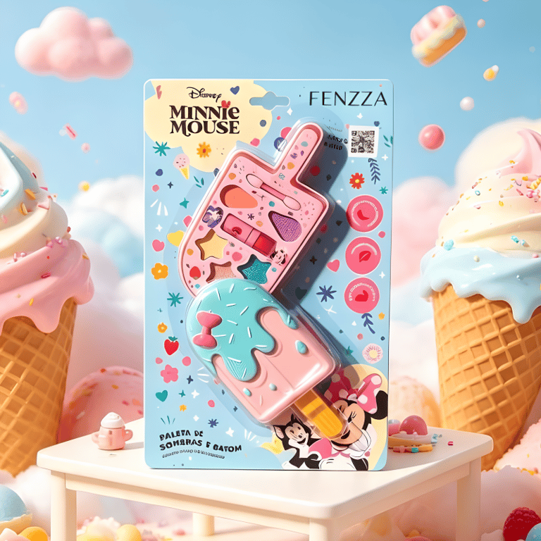 Paleta De Sombras e Batom Picolé Minnie Mouse Disney Fenzza
