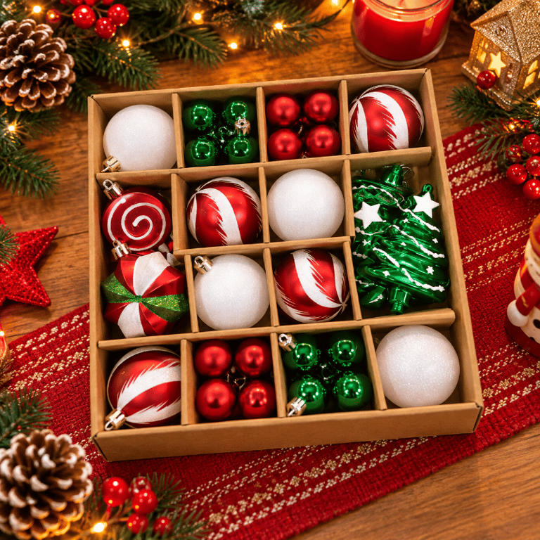 Kit Completo Decoração De Natal 47 Peças Bolas Decorativas E Enfeites Natalinos Para Árvore De Natal