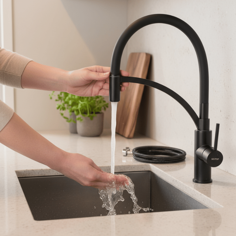 Torneira Gourmet Cozinha Bica Flexível Monocomando Quente E Fria
