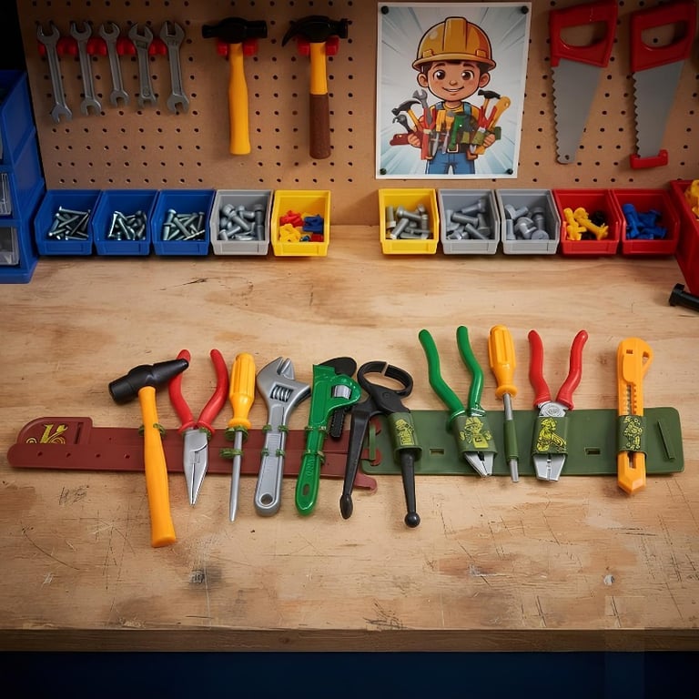 Kit Construtor Infantil Cinto Com Suporte E Ferramentas