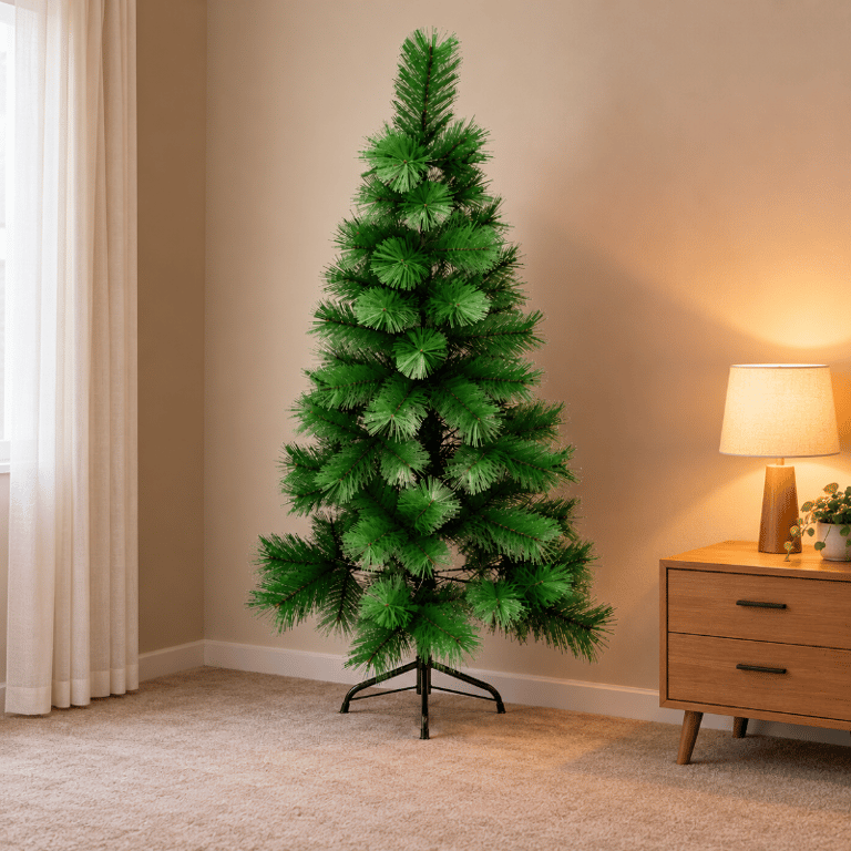 Árvore De Natal Verde 180 Centímetros Com Galhos Volumosos E Base De Metal