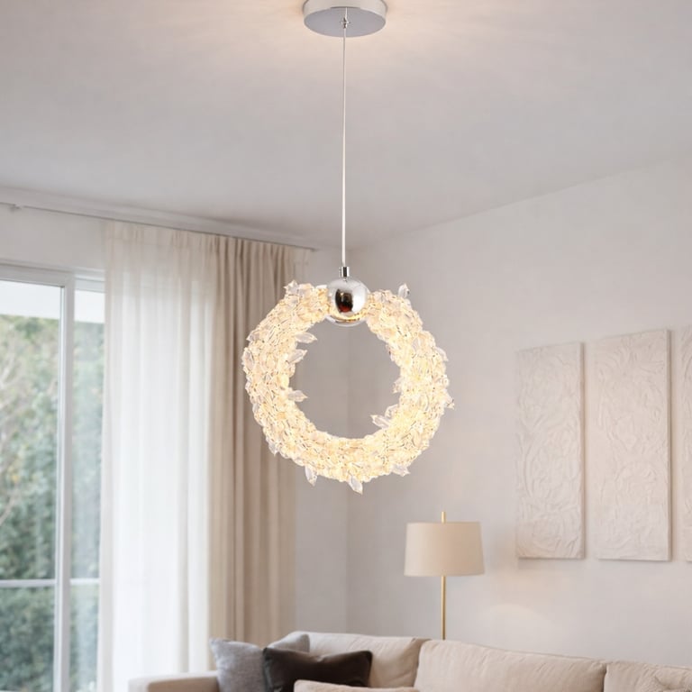 Luminária Pendente Cristal Cromado Luz Quente 