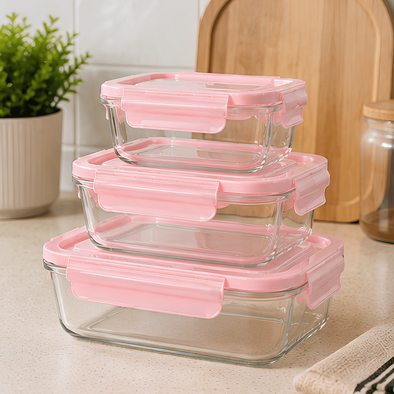Kit de Potes Herméticos de Vidro com Tampas e Travas  Organização Praticidade para Sua Cozinha