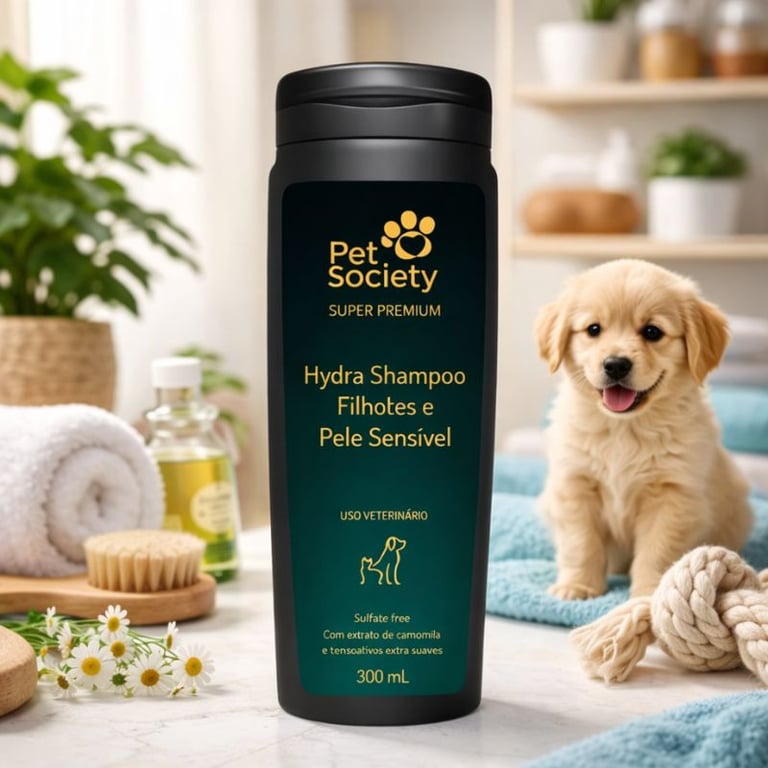 Shampoo Filhotes e Pele Sensível Super Premium Hydra Pet Society 300ml