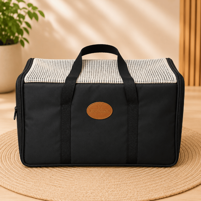 Bolsa Aérea Para Transporte De Cães E Gatos Com Tela Respirável