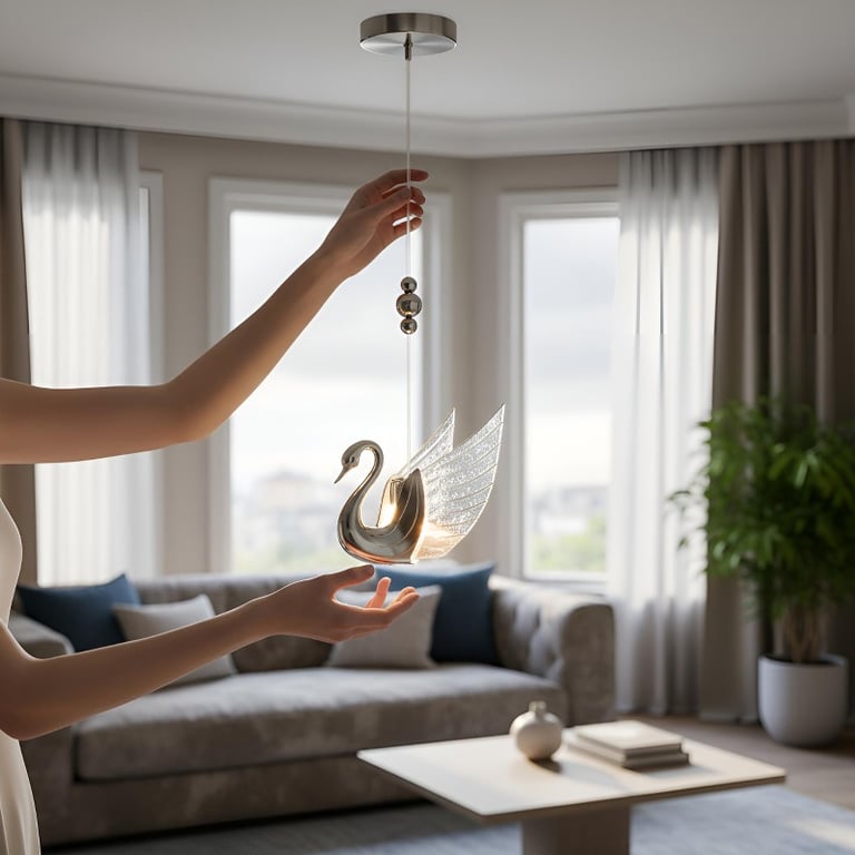 Pendente LED Cisne Dourado Metálico 7W 3 em 1 Bivolt