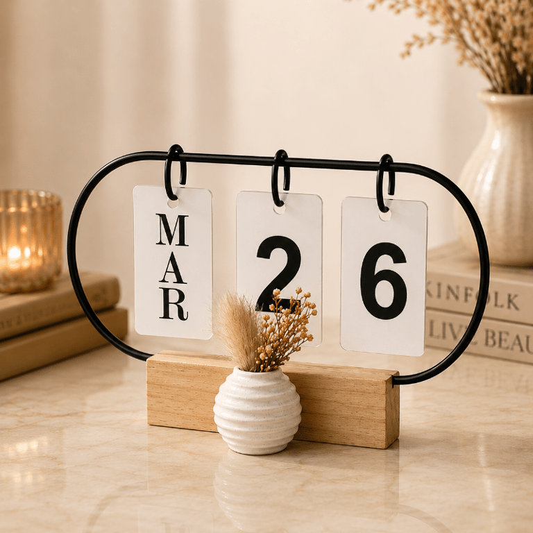 Calendário De Mesa Com Plaquinhas Dupla Face Florido Permanente Escritório