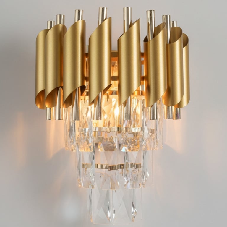 Arandela Dourada de Cristal Bocal E14