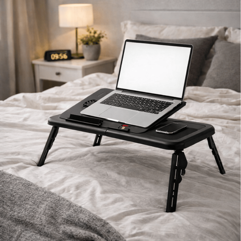 Mesa Para Notebook Dobrável Com Cooler Embutido E Ajuste De Altura Multifuncional