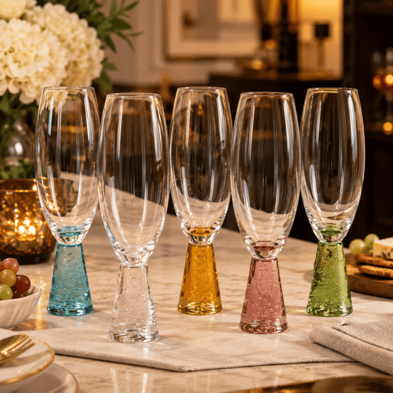 Taça Elegante com Base Colorida e Detalhes em Bolhas Venda Unitária