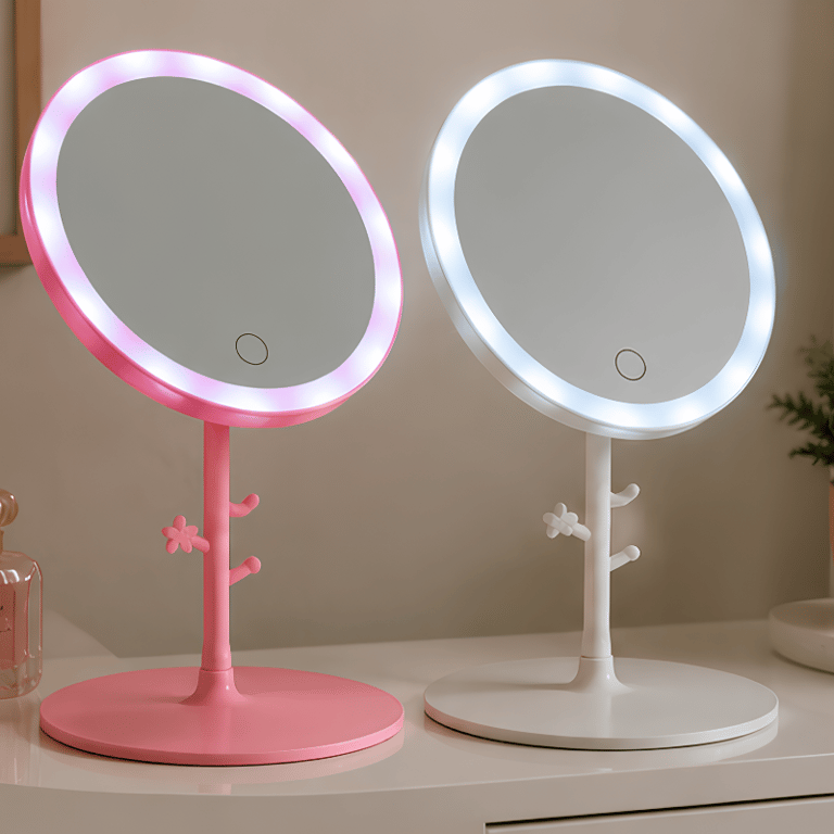 Espelho Para Maquiagem Mesa Inteligente Com Luz De Led Portátil Dobrável Ajustável 