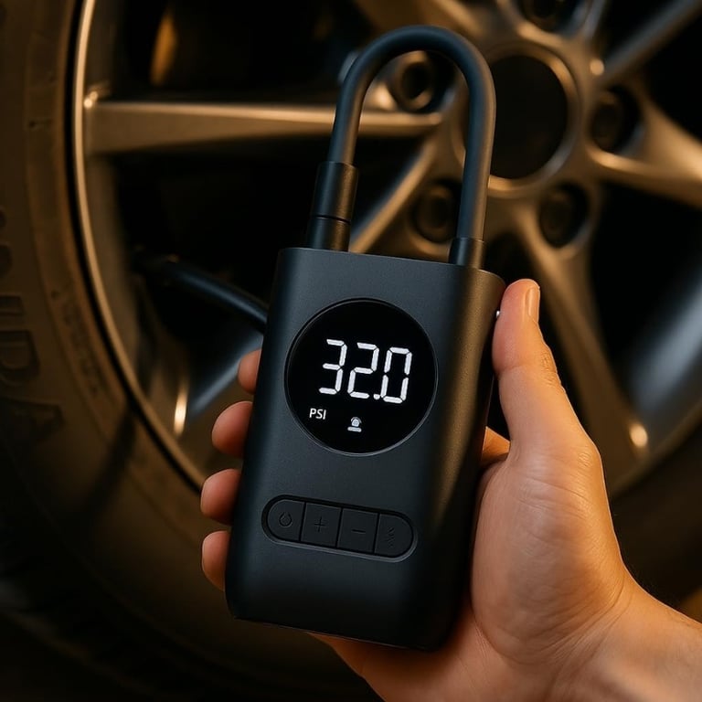 Bomba de Ar Compressor Digital Portátil com Led